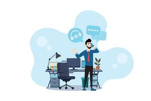 Businessman on phone in office vector