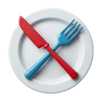 Empty plate with crossed knife and fork png