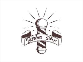 Vintage Barbershop Pole Logo Hand Drawn vector