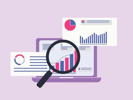 datos analítica ilustración con gráficos y cartas vector
