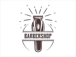 Hand Drawn Vintage Hair Clipper Barbershop Logo vector