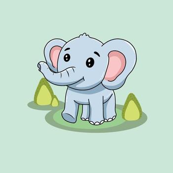 un elefante es en pie en el césped con arboles en el antecedentes vector