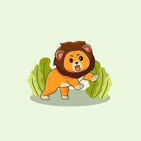 A cartoon lion is standing in the grass vector