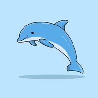 A cartoon dolphin jumping in the air vector