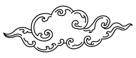 oriental asian cloud traditional style outline vector
