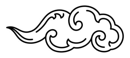 oriental cloud traditional outline vector