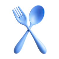 Crossed blue fork and spoon png