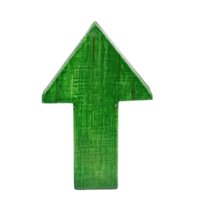 Green arrow pointing upwards with textured surface isolated on transparent background png