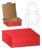 Box Dieline Flat Layout with Cut and Fold Template vector