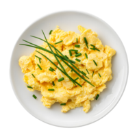 Overhead Shot of Scrambled Eggs with Chopped Chives png