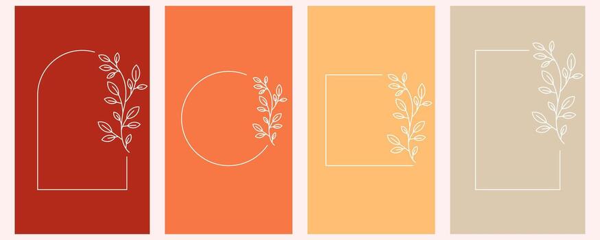 Autumn color Elegant Botanical Frames Arch, Circle, Square, Rectangle Templates vector