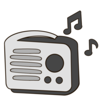 antiguo radio icono con musical notas en transparente antecedentes png