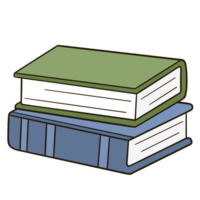 Stack of green and blue books on transparent background png