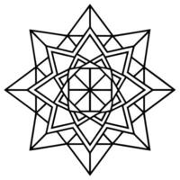 Black and White Geometric Star Mandala Outline vector