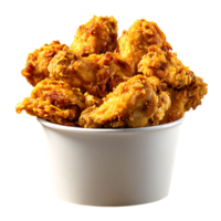 Crispy fried chicken wings in a white bucket isolated on transparent background png