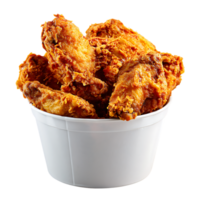 golden fried chicken wings in a white bucket isolated on transparent background png