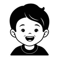 a black and white illustration of a boy's face vector