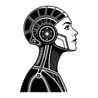 a robot woman in a futuristic helmet vector