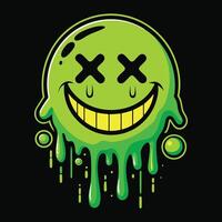 a green liquid dripping smiley face with a smile vector