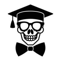 a skull wearing a graduation cap and bow tie vector