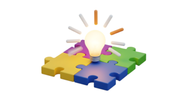 A puzzle piece with a light bulb on it png