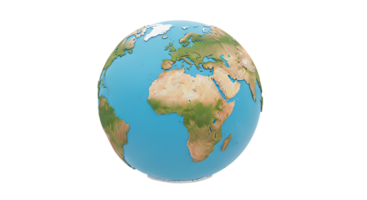 A globe with a blue and green earth on it png
