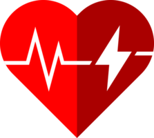 Red heart with wave pulse heartbeat medical ECG png