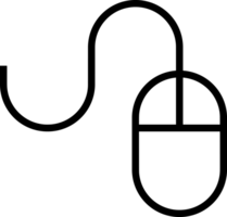 negro línea ratón cable png