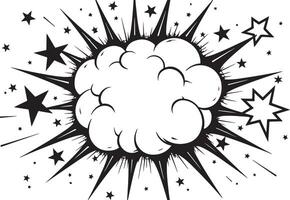Comic book style explosion with stars and black and white background vector