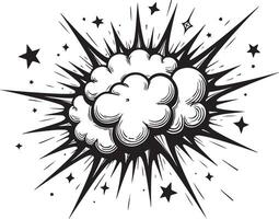 Comic book style explosion with stars and clouds vector