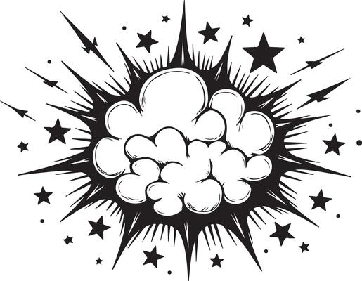Comic book style explosion with stars illustration