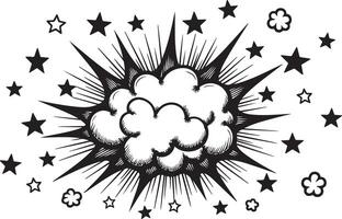A comic book style explosion with stars and clouds vector