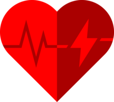 Red icon heart with wave pulse heartbeat medical ECG png