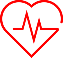 Red icon line wave pulse heartbeat with heart png
