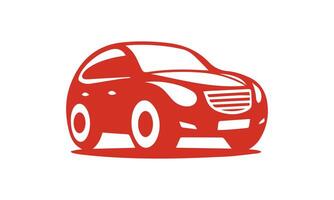 Red stylized car icon, simple, modern, and playful automotive illustration. vector