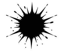 Dramatic Black Ink Splotch Exploding on White Background, Artistic Abstract Design, Energetic and Powerful Mood vector