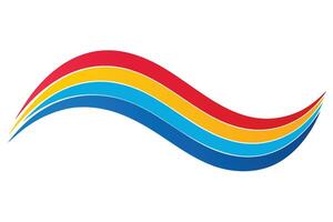 Vibrant Rainbow Wave Abstract Design Colorful, Curving Stripes on White Background, Evoking Joy and Energy vector