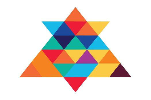 vibrante vistoso triángulo mosaico resumen Arte diseño, alegre geométrico modelo en blanco antecedentes - profesional digital obra de arte con vibrante colores y detallado composición vector