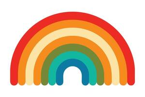 Retro Rainbow Design A Joyful, Colorful Arc of Hope and Happiness Against a White Background vector