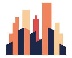Vibrant Cityscape Illustration Abstract Modern Buildings in Warm Tones, Evoking a Sense of Urban Energy and Growth vector