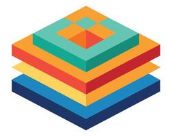 Vibrant Multicolored Isometric Stacked Cubes Abstract Design, Modern Colorful Layered Square Structure, Cheerful Geometric Pattern vector