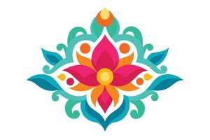 Vibrant Tropical Flower Mandala Design, Joyful Colorful Floral Ornament, Perfect for Summer Decor - Professional digital artwork with vibrant colors and detailed composition vector
