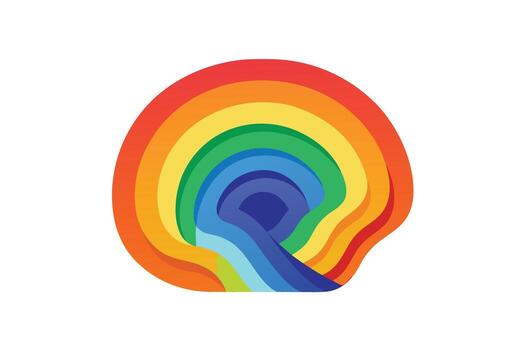 Vibrant Rainbow Abstract Art Serene Concentric Circles Flowing into a Joyful Stream on White Background vector