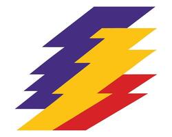 Dynamic Abstract Lightning Bolt Design Vibrant Yellow, Red, and Purple Geometric Shapes on White Background vector