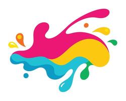 Vibrant Colorful Paint Splashes Exploding Across White Background, Joyful and Energetic Abstract Design - Professional digital artwork with vibrant colors and detailed composition vector