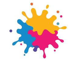 Vibrant Colorful Paint Splatter Explosion on White Background Joyful Abstract Design - Professional digital artwork with vibrant colors and detailed composition vector