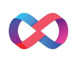 Vibrant Intertwined Infinity Symbol Abstract Design of Endless Loop, Colorful Gradient, Modern Artistic Feel - Professional digital artwork with vibrant colors and detailed composition vector
