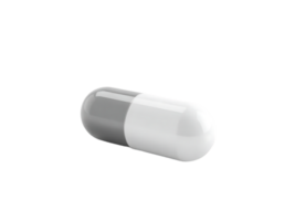A close-up of a grey and white capsule png