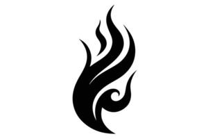 Fiery Tribal Flame Design A Bold, Black Ink Tattoo Style Image on White Background - Professional digital artwork with vibrant colors and detailed composition vector