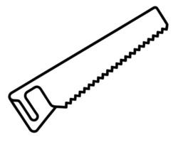 Simple Black Line Drawing of a Hand Saw for DIY Projects, Home Improvement, and Construction Work vector